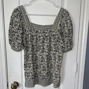 Max Studio London Floral Square Neck Blouse size medium Medium